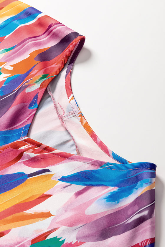 Multicolor Watercolor Abstract Design Blouse