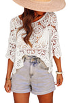 Oatmeal Macrame Lace Crochet Bohemian Blouse