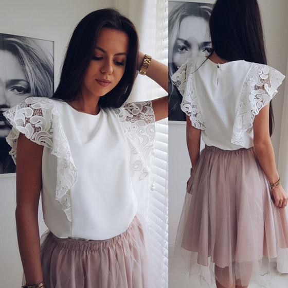 Laced Sleeved White Shirt