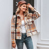 Short Plaid Fall Coat for Women