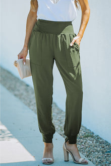  Green Casual Pocketed Elastic Waist Joggers | Available in 4 Colors