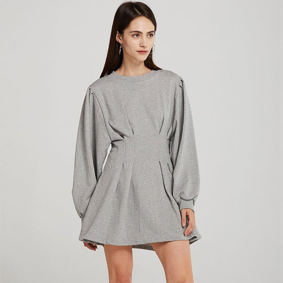 Pleated Pullover Sweatshirt Dress for Women