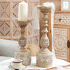 Handmade Ornate Candlesticks in Rustic White