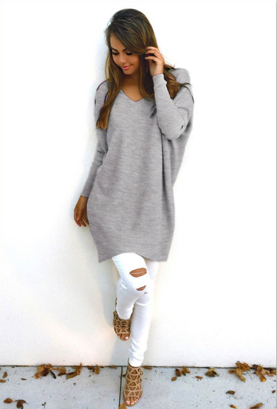 Pink V-Neck Casual Sweater | Available in 4 Colors