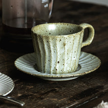  Antiqued Coffee Cup and Saucer Stoneware in Natural Tone