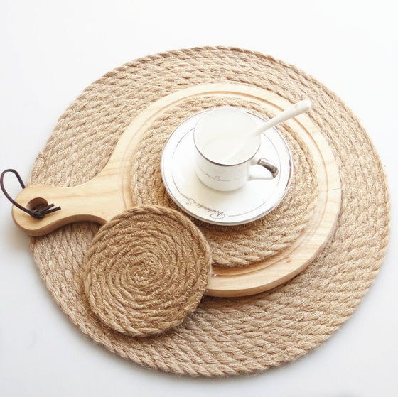 Ramie Straw Braided Round Placemat in Natural
