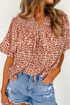 Brown Leopard Print Puff Sleeve Blouse