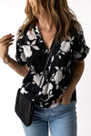 Floral Printed V Neck Short Sleeve Blouse | Available in 3 Colors