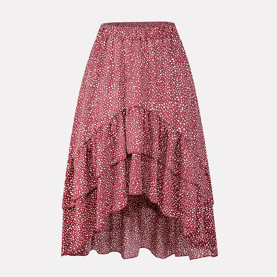 Ruffled Midi Skirt with Long Length Back