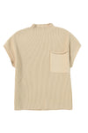 Oatmeal Patch Pocket Ribbed Knit Short Sleeve Sweater | Available in 7 Colors