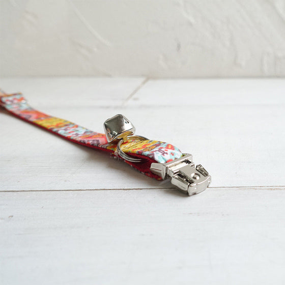 Adjustable Cat Collar With Bell in Boho Pattern