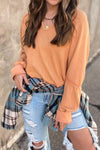 Orange Waffle Knit Top