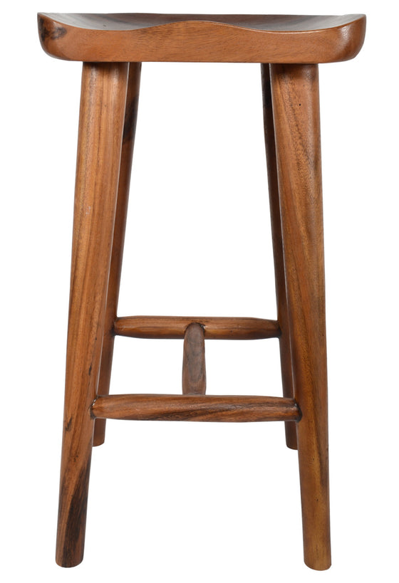 Contoured Seat Suar Wood Bar Stool