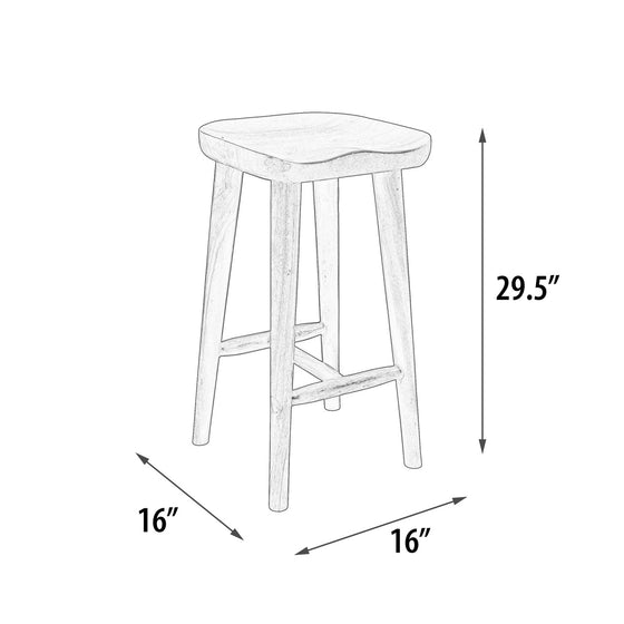 Contoured Seat Suar Wood Bar Stool