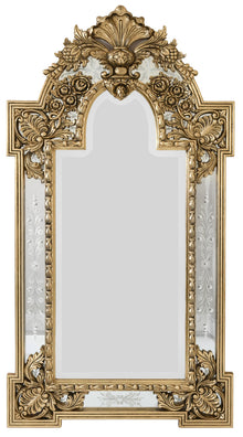  Luxurious Golden Ornate Flowered Mirror in Gold