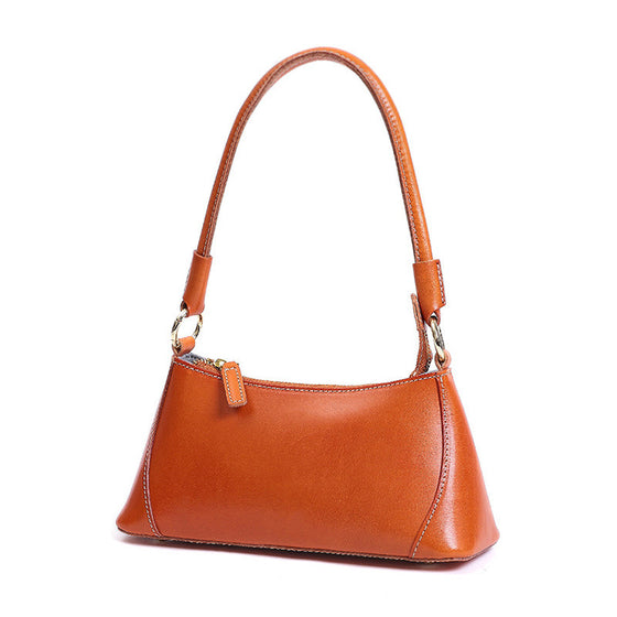 Leather Baguette Bag in Natural or Burnt Orange