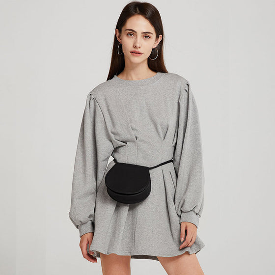 Pleated Pullover Sweatshirt Dress for Women