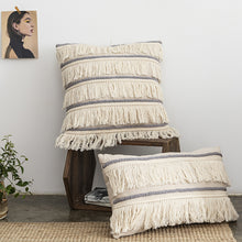  Luna Hemp and Cotton Fringe Throw Pillow Cover in Beige