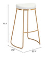 Set of 2 Bree Counter Stools in White and Gold