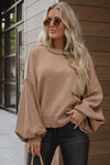 Apricot Raw Edge Pocket Exposed Seam Knitted Sweater