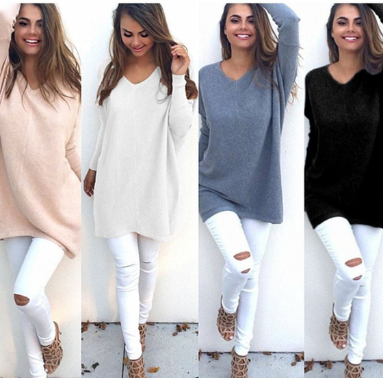 Pink V-Neck Casual Sweater | Available in 4 Colors