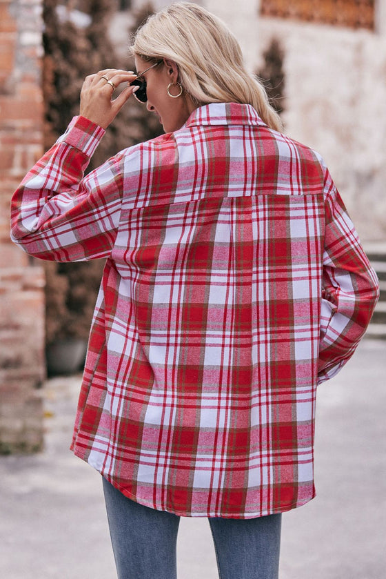 Multicolor Plaid Colorblock Button Up Shacket | Other Colors Available