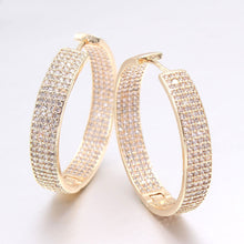  Zircon Hooped Earrings in Gold Finish