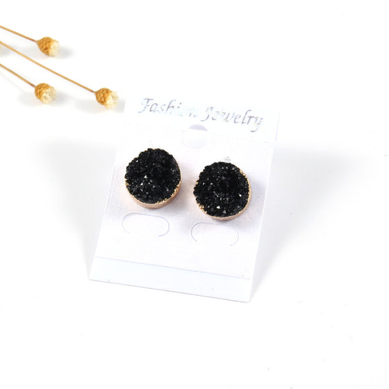 Geode and Gold Stud Earrings