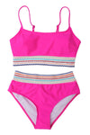 Sky Blue Striped Patchwork Bikini Set | Available in 3 colors