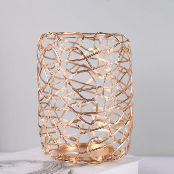 Metal Wire Candle Holder Set of 3 in Gold Finish