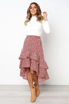 Ruffled Midi Skirt with Long Length Back