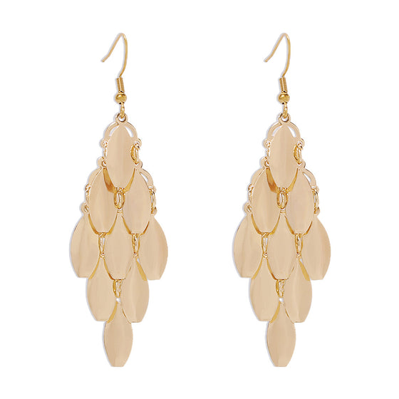 Sequins Retro Long Earrings in Gold