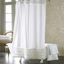  Vintage Style Ruffled Shower Curtain in White