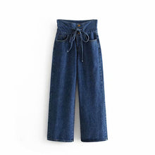  High-waisted Wide Leg Jeans in Dark Blue Denim