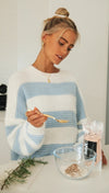 Stripe Pattern-Blocked Pull-over Sweater | Available in Other Colors