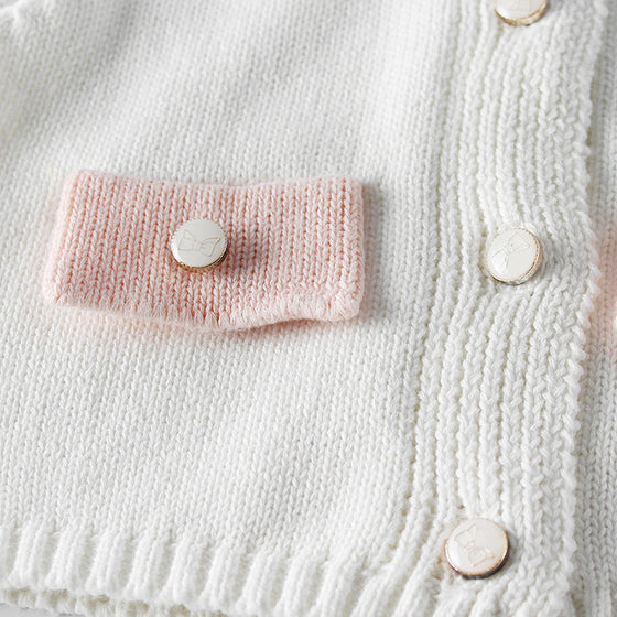 Pink and White Infant Knit Sweater and Onesie | Available in 4 Sizes