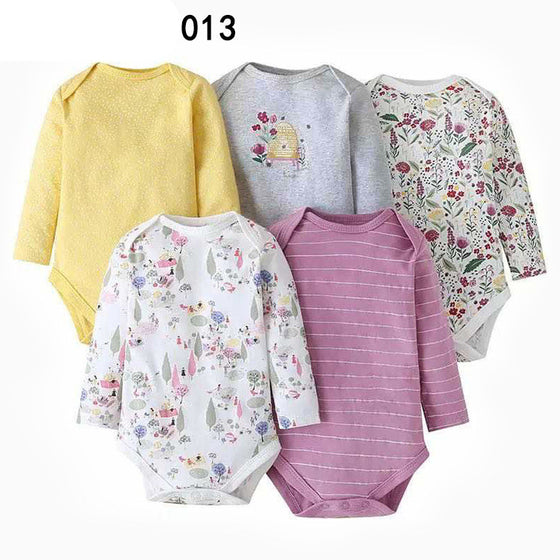 Set of 5 Baby Onesies | Available in Other Patterns for Boys and Girls