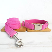  Luxury Pink Faux Sued Dog Collar and Leash