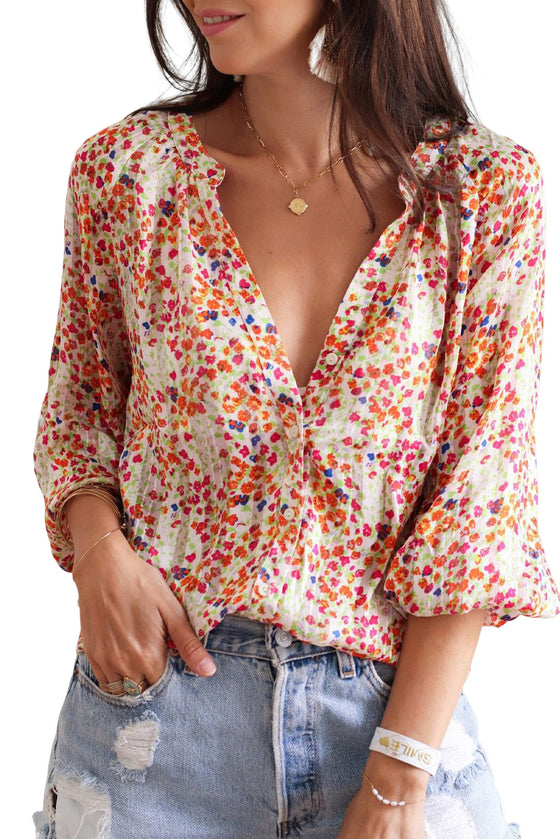 Floral Print Boho Blouse