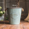 Vintage Light Blue Tin Flower Bucket