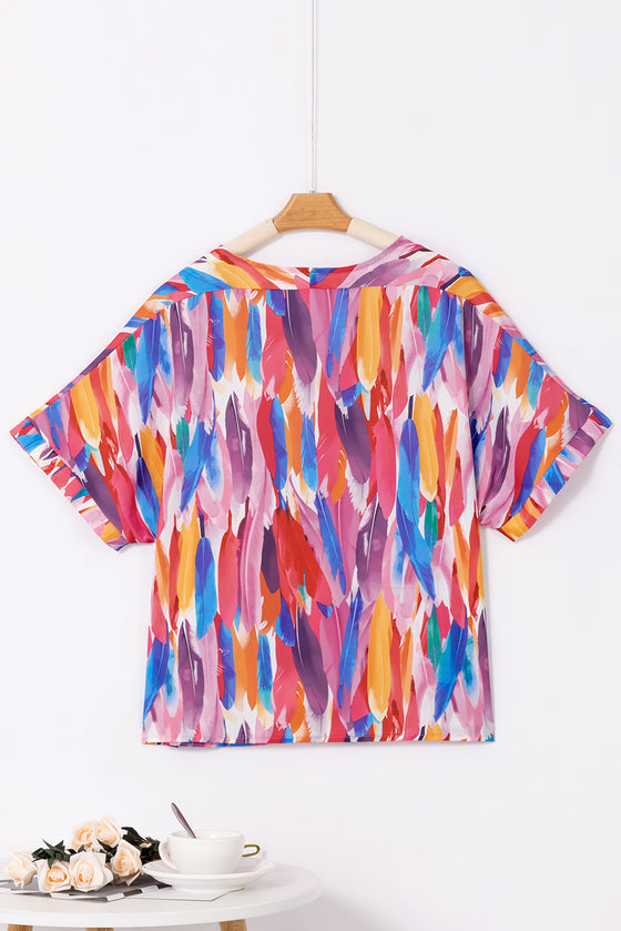 Multicolor Watercolor Abstract Design Blouse