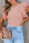 Pink Ruffle Ribbed Knit Top | Available in 3 Colors