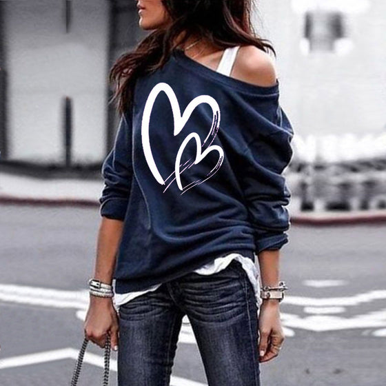 Double Heart Graphic Sweatshirt