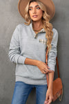 Grey Plaid Splicing Elbow Patchwork Quilted Sweatshirt