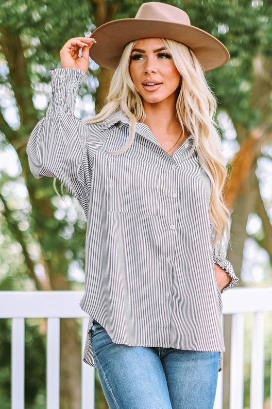 Light Blue Striped Button-up Shirt | Available in 3 Colors