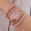 Quartz Stone Leather Wrap Bracelet Set