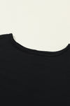 Black Plain Smocked 3/4 Sleeve Casual Loose T Shirt | Available in 3 Colors