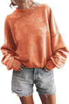 Red Drop Shoulder Crewneck Washed Pullover Sweatshirt