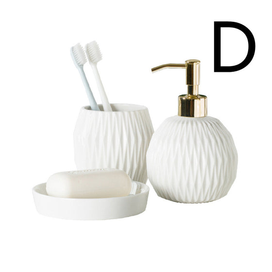 Nordic Bathroom Wash And Embossed Hotel Mouthwash Cup Set