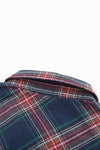 Multicolor Plaid Casual Pockets Asymmetric Long Sleeve Shacket